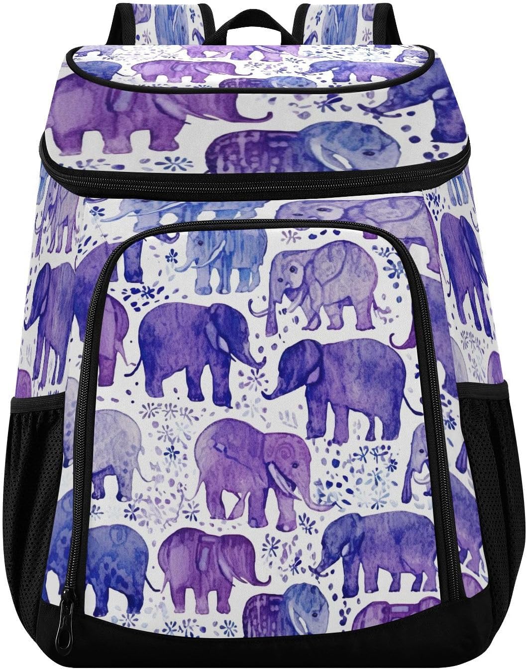 Purple Elephants Cooler Backpack 36 Cans Leakproof Waterproof Backpack Cooler Bag Beach Accessories Travel Camping Fishing Backpack for Women Men