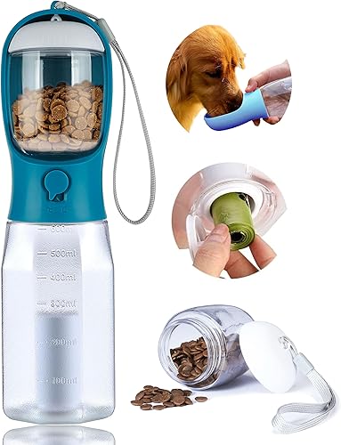 Miniatura 18 de Botella de agua para perros con contenedor de comida, dispensador de agua portátil para mascotas para caminar al aire libre, senderismo, viaje