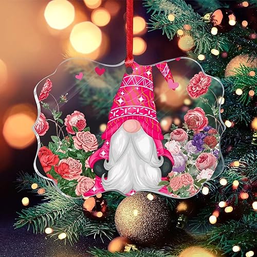 Miniatura 3 de Bolas de Navidad para el día de San Valentín corazón rojo gnomo rosas Be Mine adornos acrílicos transparentes regalo de inauguración de la casa