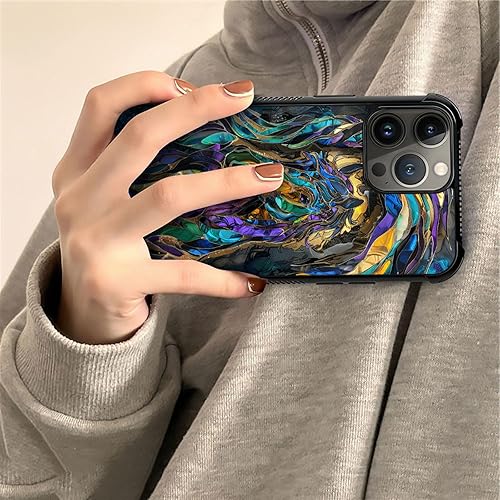 Vista 95 de Case for iPhone 15 Plus - Stained Glass Mosaic Fiesta Fun Case with Tempered Glass Back and Soft Silicone TPU Shock Protection