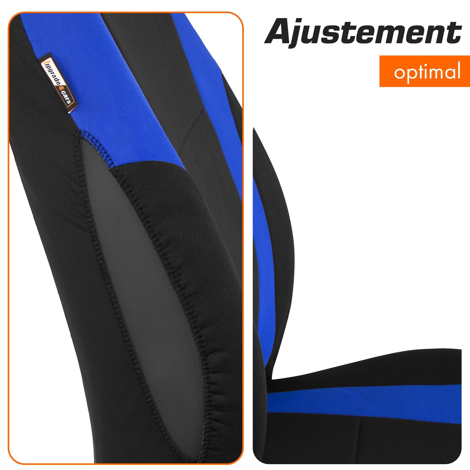 upgrade4cars Housse de Siege Voiture Universelle Noir Bleu | Ensemble de Housses Siège Auto Universel | Couvre Sieges pour Avant et Arrière