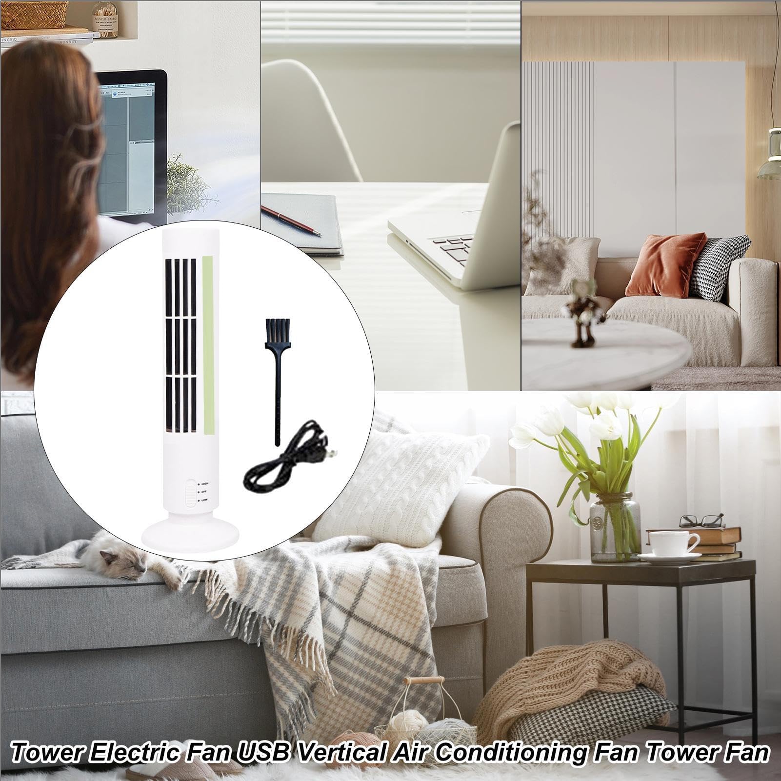 Ventilatore a torre per camera da letto, silenzioso ventilatore portatile da tavolo con timer e oscillazione a 90° per un raffreddamento efficiente