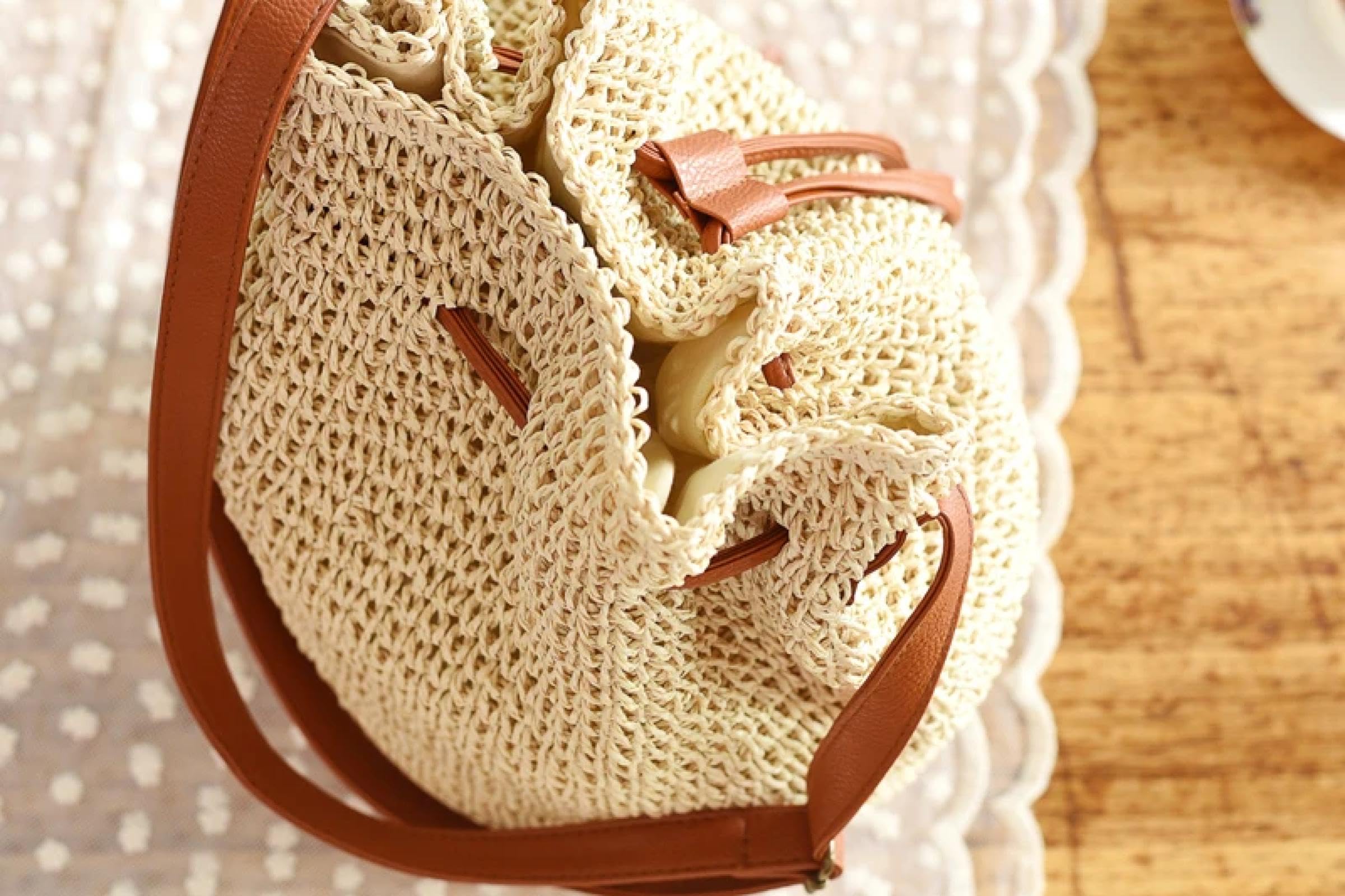 Bolsa De Paja Bolsos De Hombro De Ratán para Mujer Tejido De Mimbre De Gran Capacidad Bolso Bandolera con Borla Bolso De Viaje Bolsos Grandes De Playa