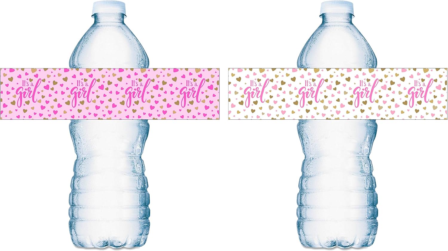 20 Its a Girl Water Bottle Labels Pink and White Baby Shower Party ; Waterproof Water Bottle Wrappers; Its a Girl Water Bottle Stickers Labels Decorations (10 Pink and 10 White) Made in USA