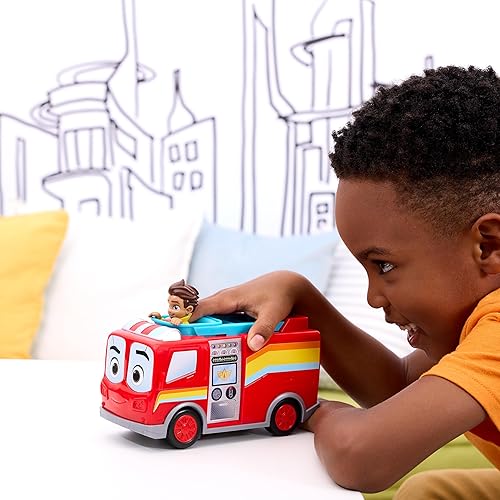 Miniatura 6 de Disney Junior Firebuds, Bo and Flash - Vehículo de juguete de camión de bomberos con función de tracción y acción de ruedas, juguetes para niños y
