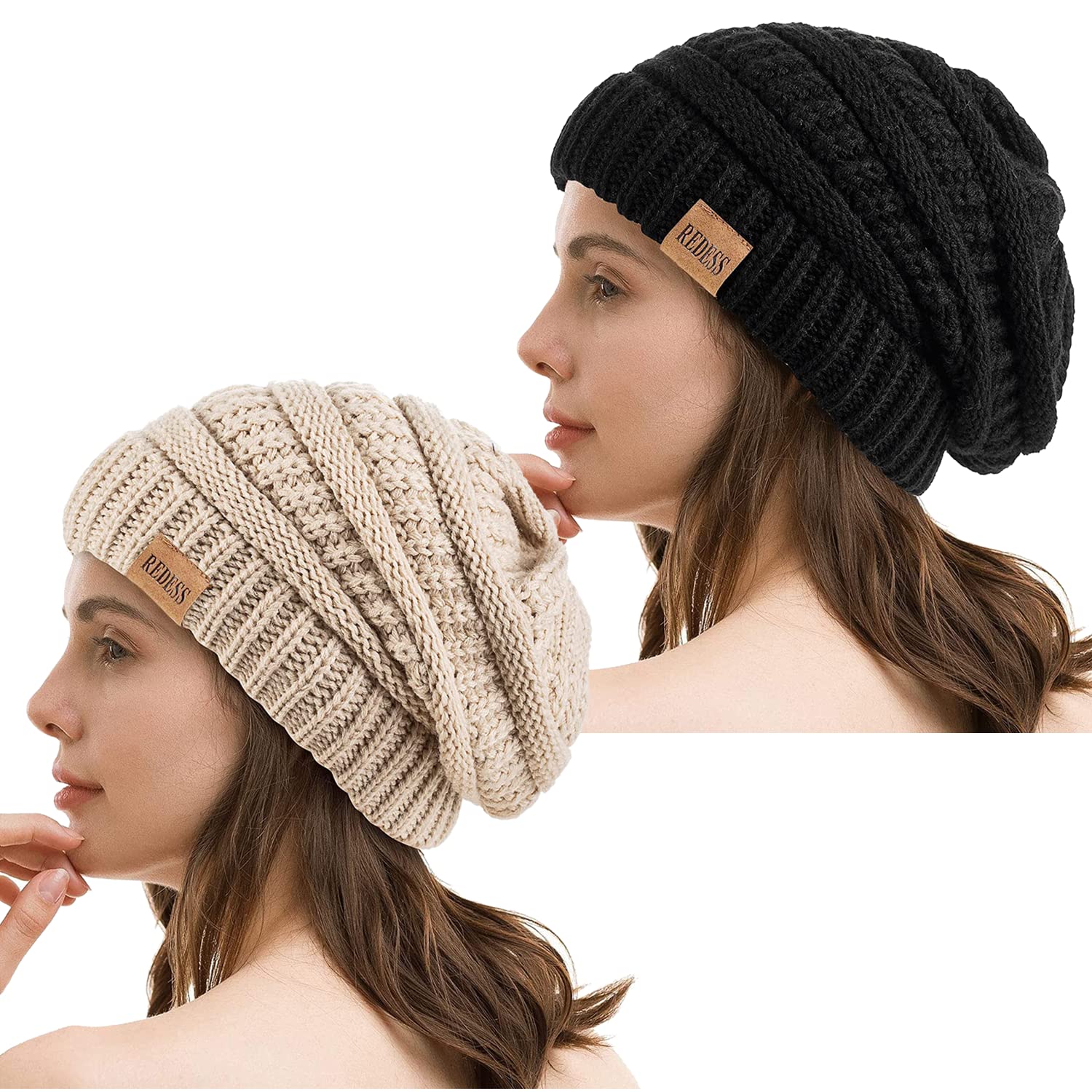 REDESS Slouchy Beanie Hat per Uomo e Donna Winter Warm Chunky Soft Oversize Cable Knit cap