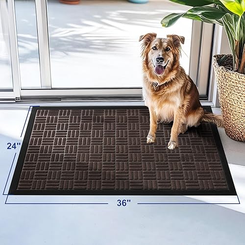 Miniatura 140 de Mibao Tapete para puerta delantera, resistente y duradero, tapete de bienvenida para interiores y exteriores, atrapador de suciedad, impermeable