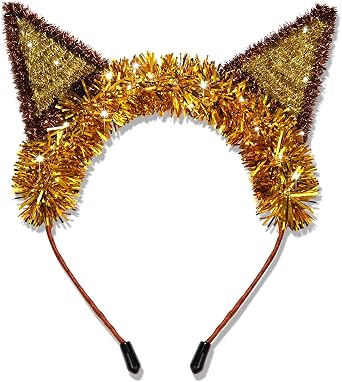 FAERLIIRY Blue Dog Ears Headband Glitter Tinsel Ear Costume Headband Halloween Animal Cosplay Costumes Party Hair Accessories