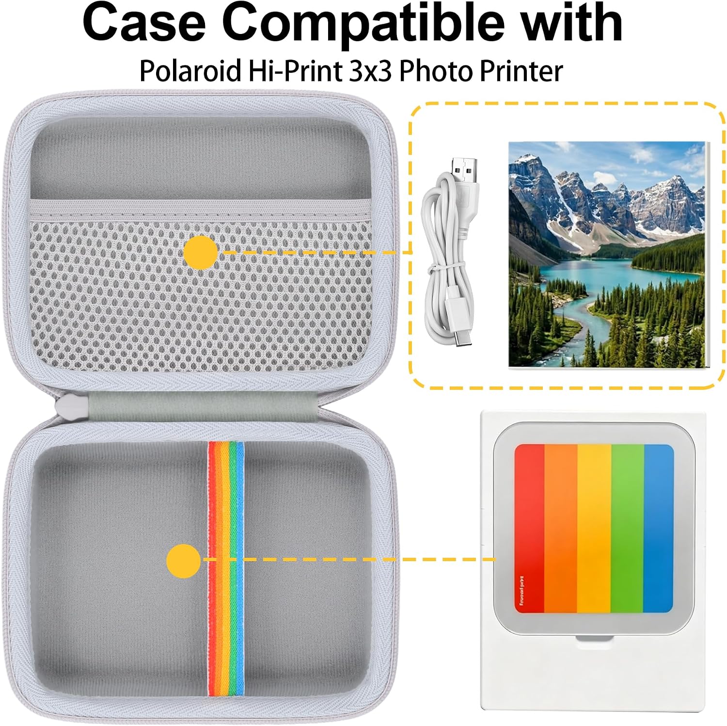 Hard Case for Polaroid Hi-Print 3x3 Photo Printer (9196), White image 2