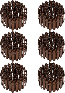 ONEST 210 Inches Mini Fairy Garden Fence, 6 Pieces DIY Small Wood Decorative Picket Fence Miniature Ornaments for Dollhouse Home Plant Pot, Brown Color