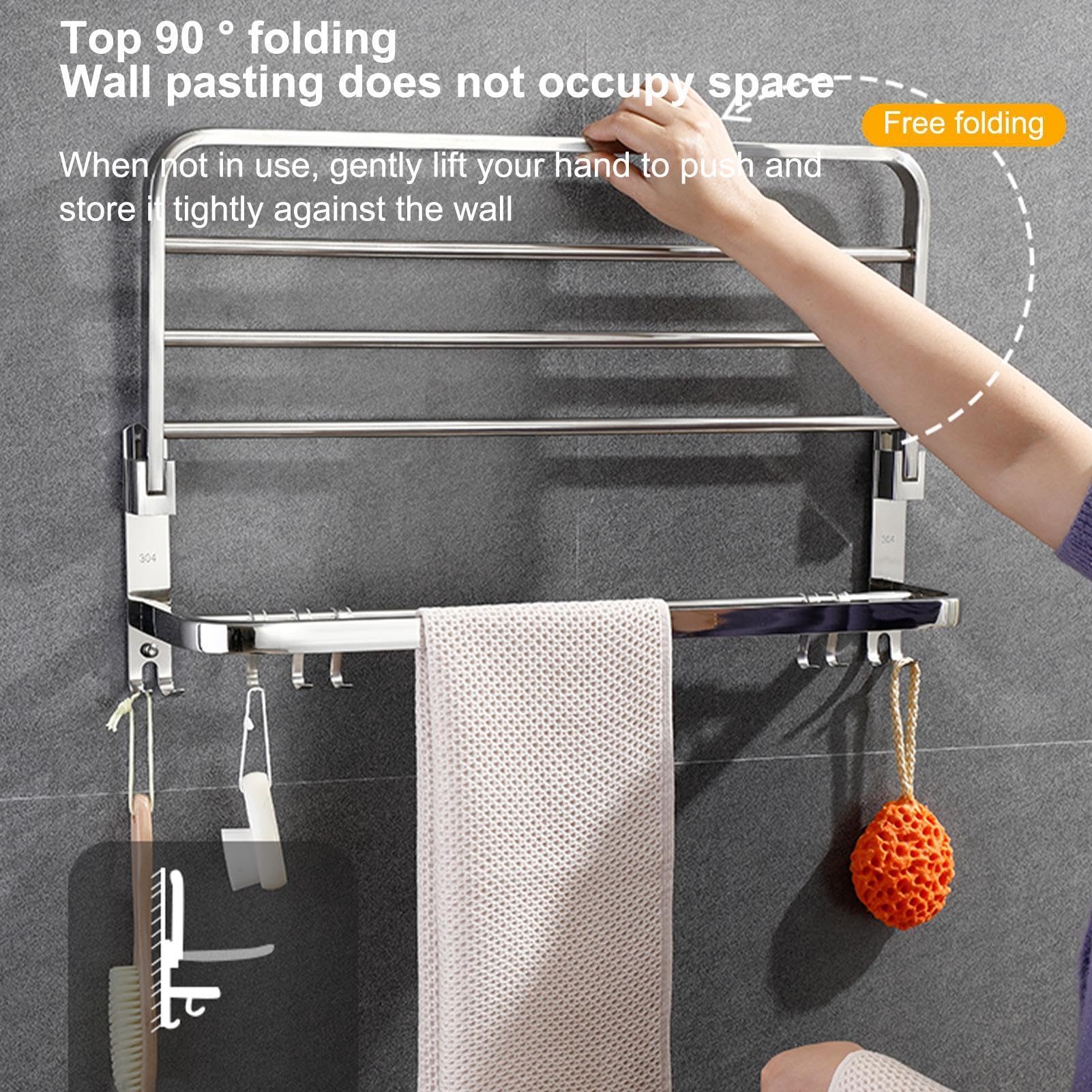 Toallas, Toallero | Toallero de pared | Pared Plegable para Baño, WC