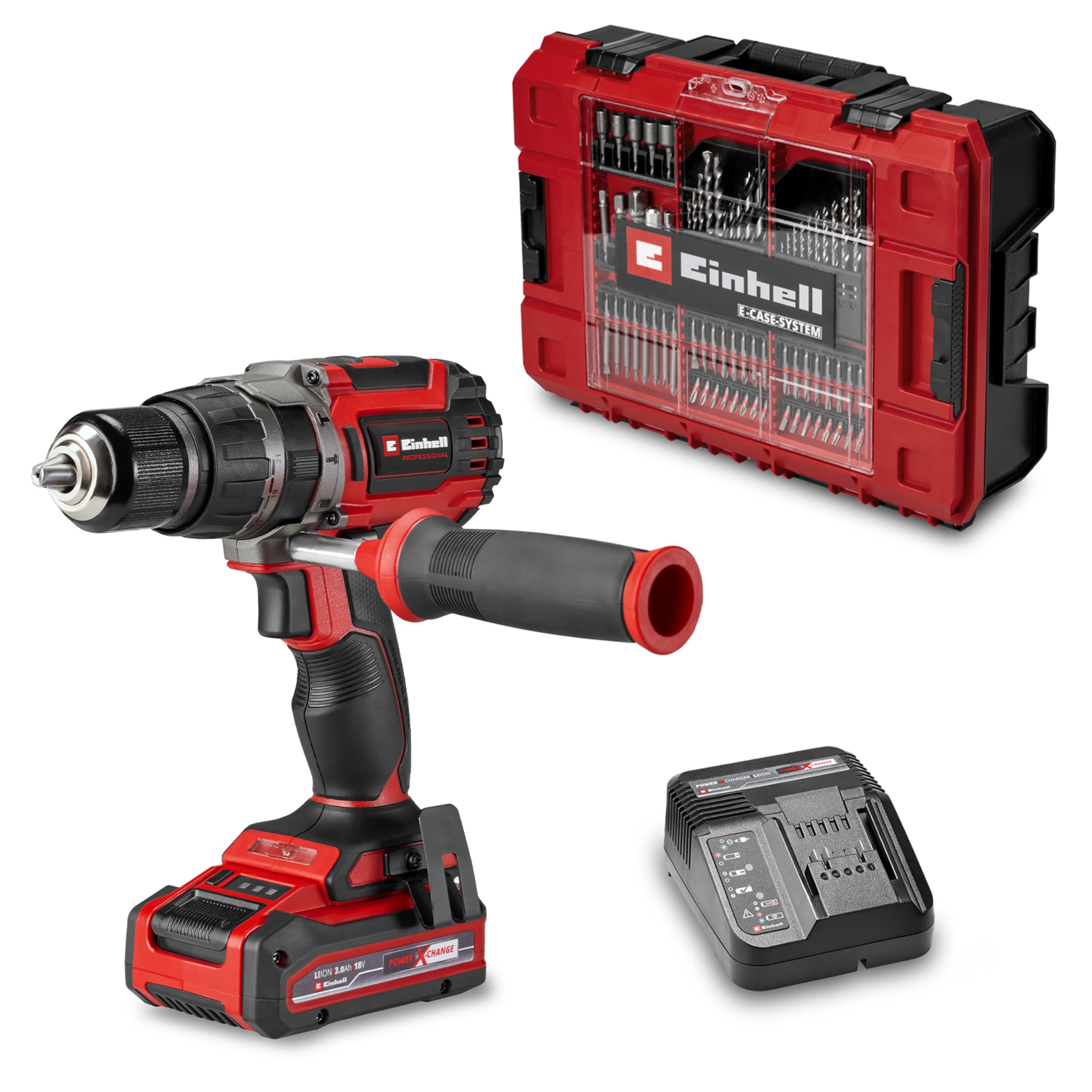 Einhell Professional Akülü Darbeli Vidalama TP-CD 18/70 Li-i BL+70 (3 Ah) Power X-Change (18 V, kömürsüz, 70 Nm, darbeli delme fonksiyonu, 70 parça aksesuar, E-Case, akü, şarj cihazı)