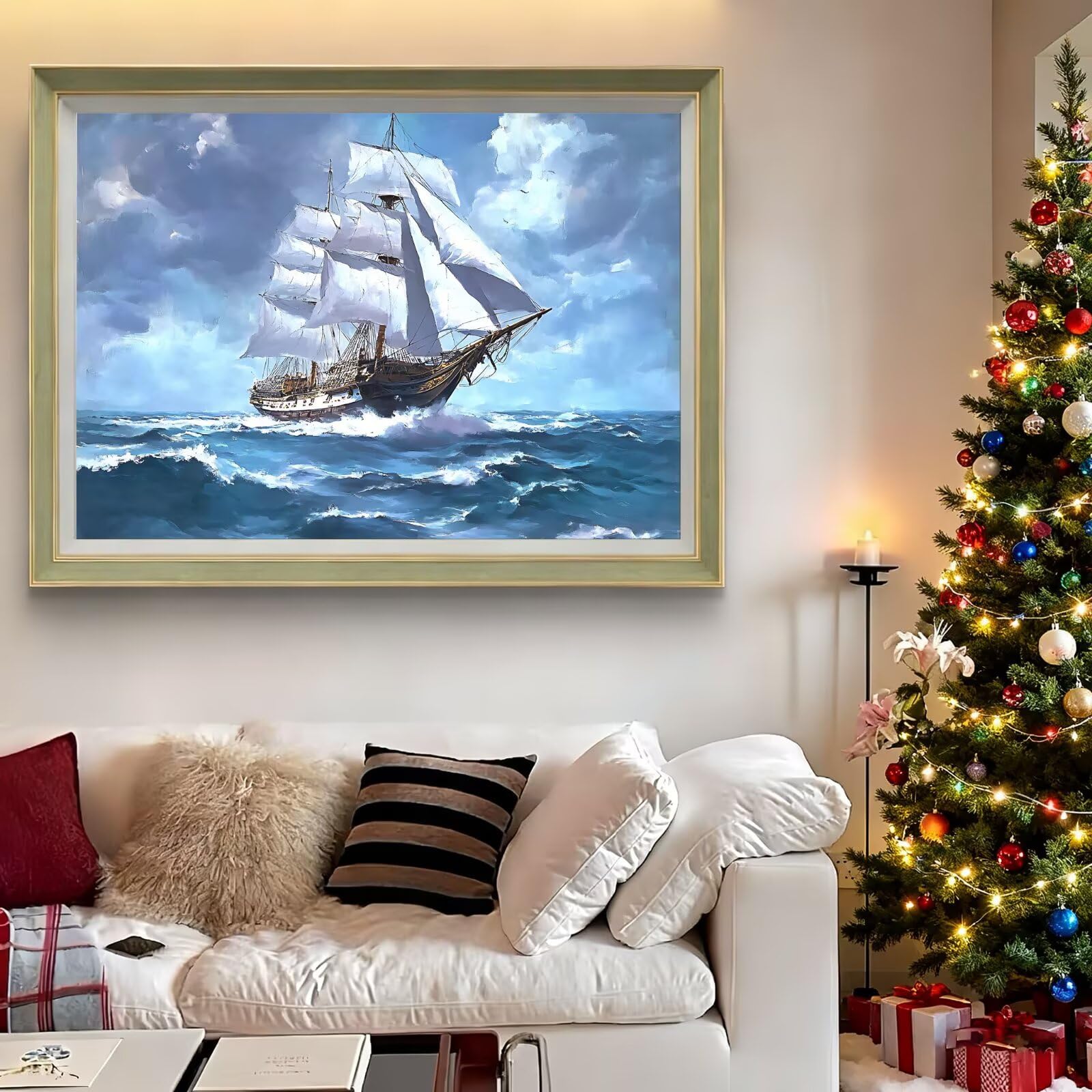 Diamond Painting Cielo Barca, Fai-da-te Strass a Punto Croce Ricamo Kit, Diamond Painting Kit Completo per Hobby Creativi Adulti, Mosaico Artigianato, Dipinti Decorazioni Casa, Regali 90x135cm Z-l-524