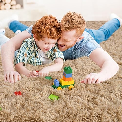 Miniatura 72 de Ompaa Alfombra esponjosa, alfombra mullida súper suave para dormitorio, sala de estar, alfombra grande de felpa de 6 x 9 pies, alfombra de pelo Negro