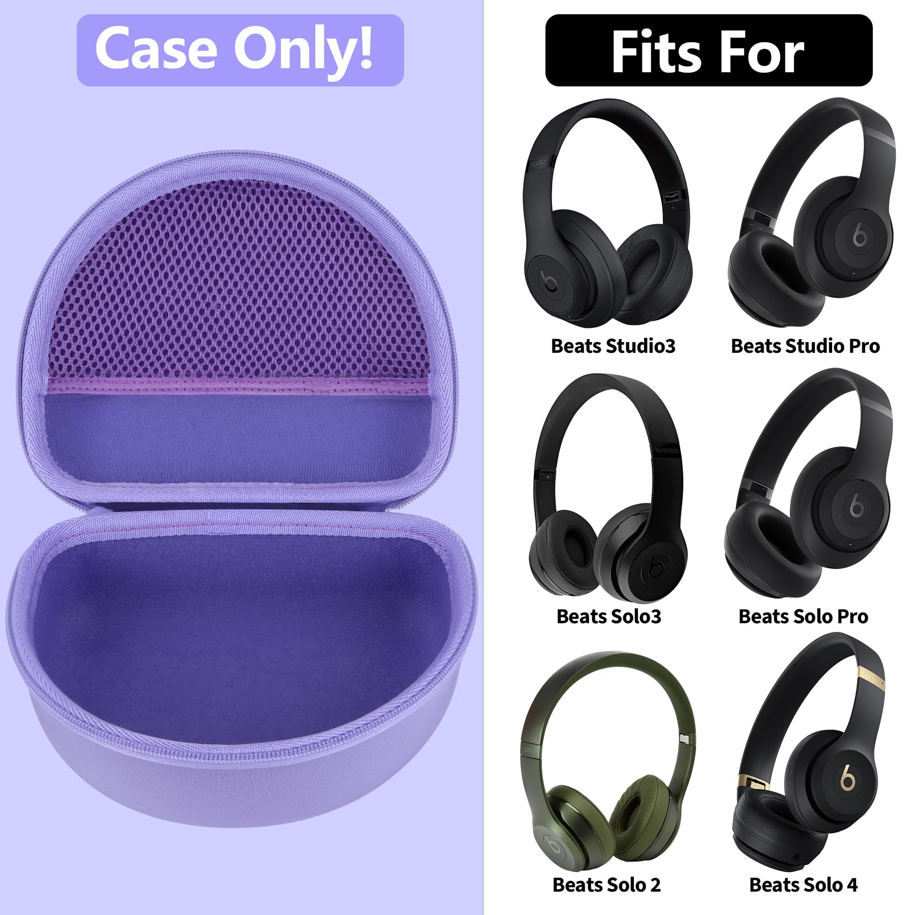 twarde etui kompatybilne ze słuchawkami Beats Solo 4 / Studio Pro / Studio3 (fioletowy)
