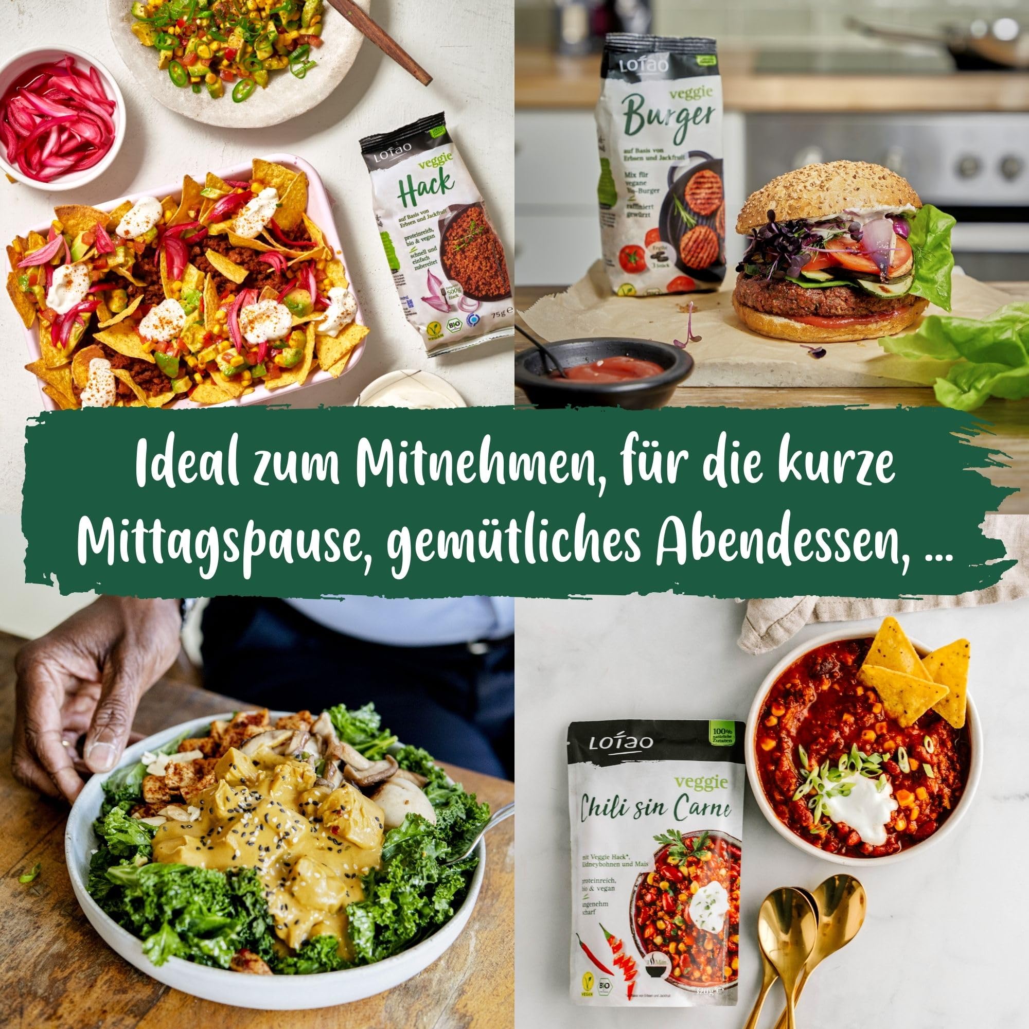 LOTAO Vegane Fertiggerichte - Kennenlern Box: 9 BIO-Gerichte ohne Zusätze + Soja | Fertigessen für Mikrowelle | Vegane Lebensmittel Geschenkbox