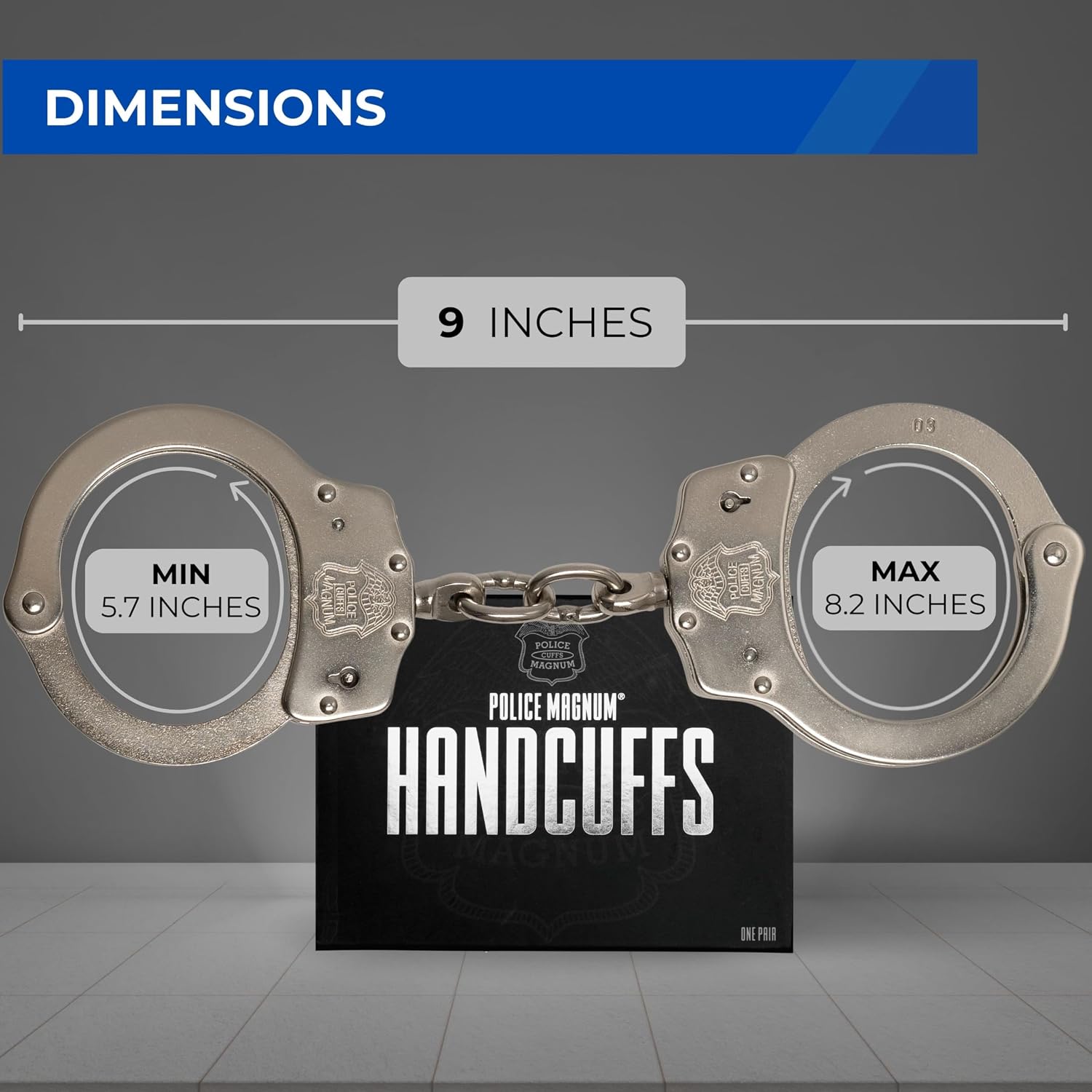 Police Magnum Heavy Duty Steel Handcuffs-Professional Grade Restraints- Double Safety Locks-Security Guard-Law Enforcement Tactical Gear