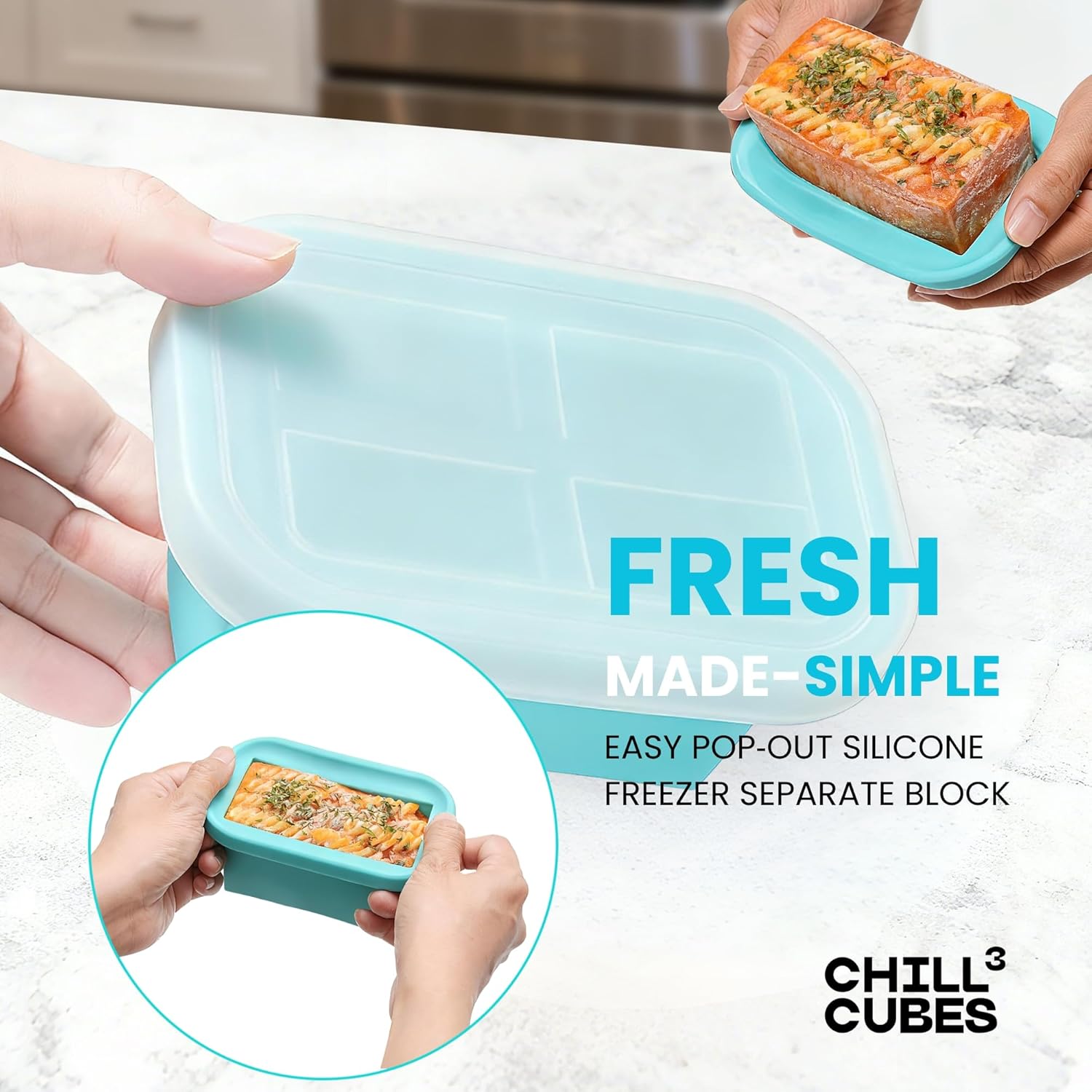 Silicone Freezer Trays with Lids - 2-Pack Large 1-Cup Portion Ice Cube Molds for Soup & Meal Prep, Stackable, Leakproof, Food-Grade, Oven & Dishwasher Safe - Image 4