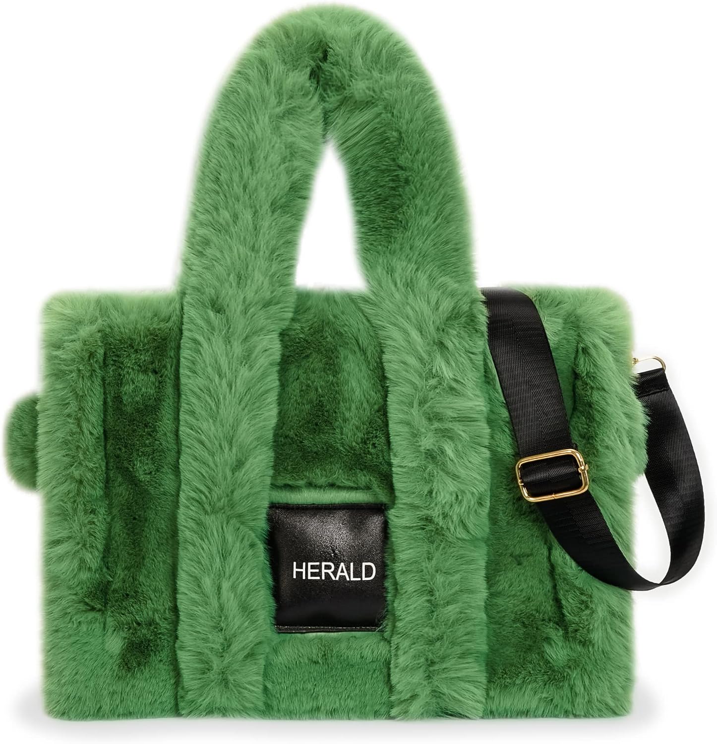 Herald Large Tote Bag for Women Soft Winter Fluffy Fuzzy Furry Plush Top Handle Purse and Handbag With Long Shoulder Strap