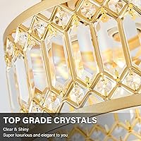 Vista 6 de Crystal Ceiling Light Fixture, Modern Semi Flush Mount Light, Gold Lighting Fixtures Ceiling Chandelier for Kitchen, Bedroom, Dining Room, Hallway