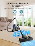 1700W Nettoyeur à vide, 45Kpa Nettoyant à vide sans sac, filtration multi-cyclonique, 2 Anti-allergène HEPA Filtres, 3.5QT Dust Cup, 4 Outils, Aspirateur cordé pour plancher dur, Tapis, Cheveux d'animaux, Marine