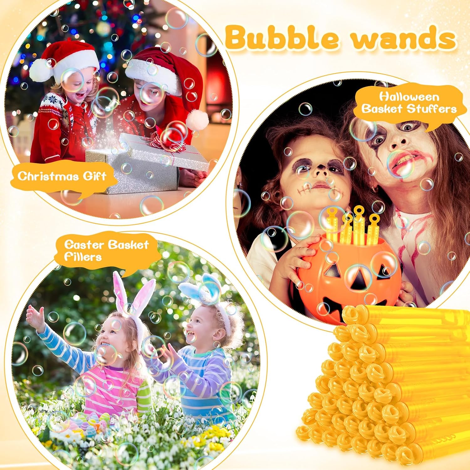 Shappy 100 Pcs Mini Bubble Wands Bulk for Kids Party Favors Small Bubble for Birthday Gifts Goodie Bag Stuffers Wedding Outdoor Summer Toys Toddlers Boys Girls (Yellow)