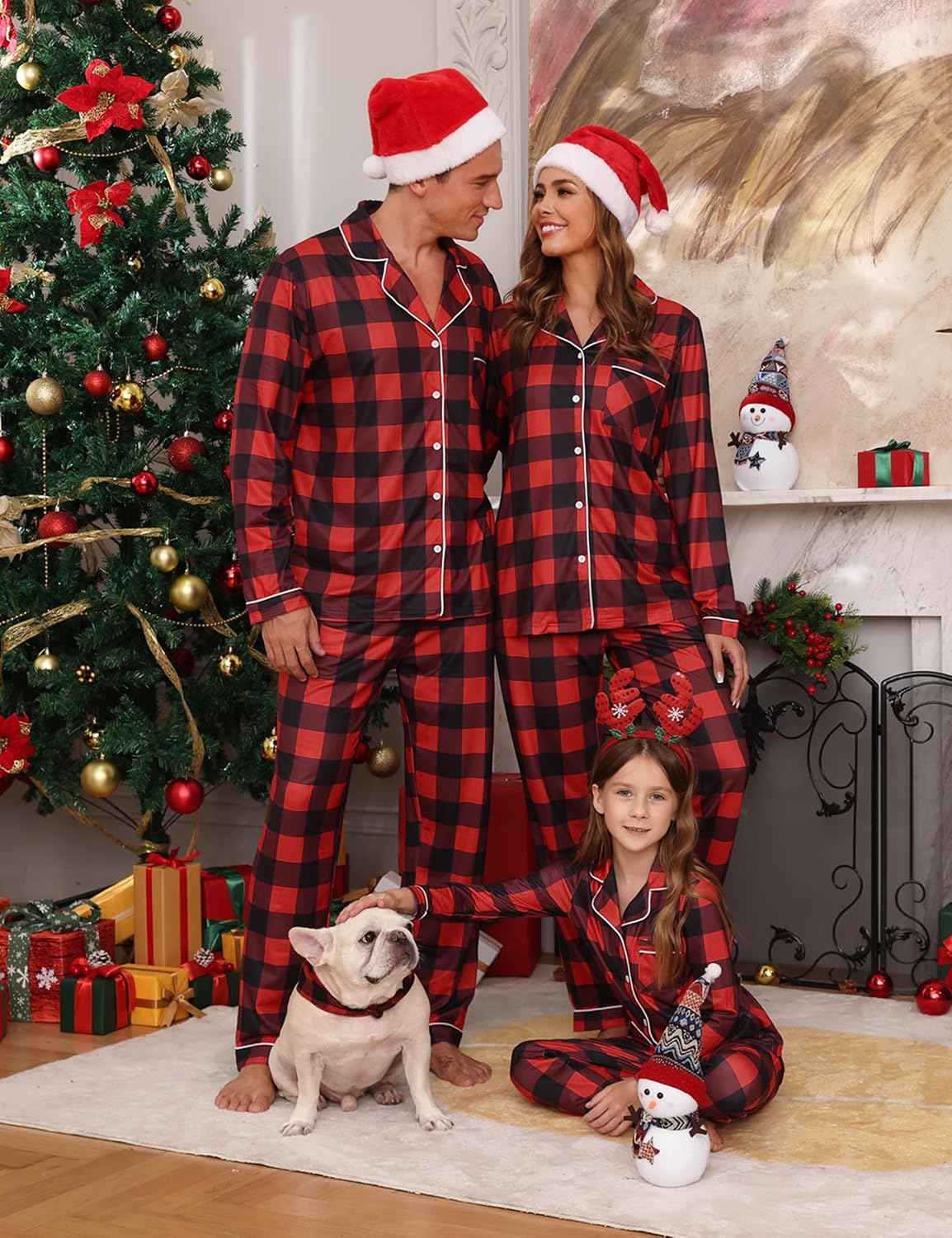 iClosam Christmas Family Matching Pajamas Long Sleeve Button Down Pj Set Festival Party Sleepwear