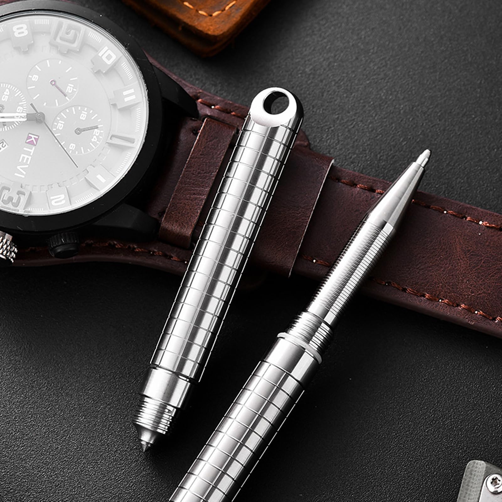 Hamans Titanium Ballpoint Pen EDC Pocket Pen Lightweight Compact Size for Everyday Carry, Silver - Image 4