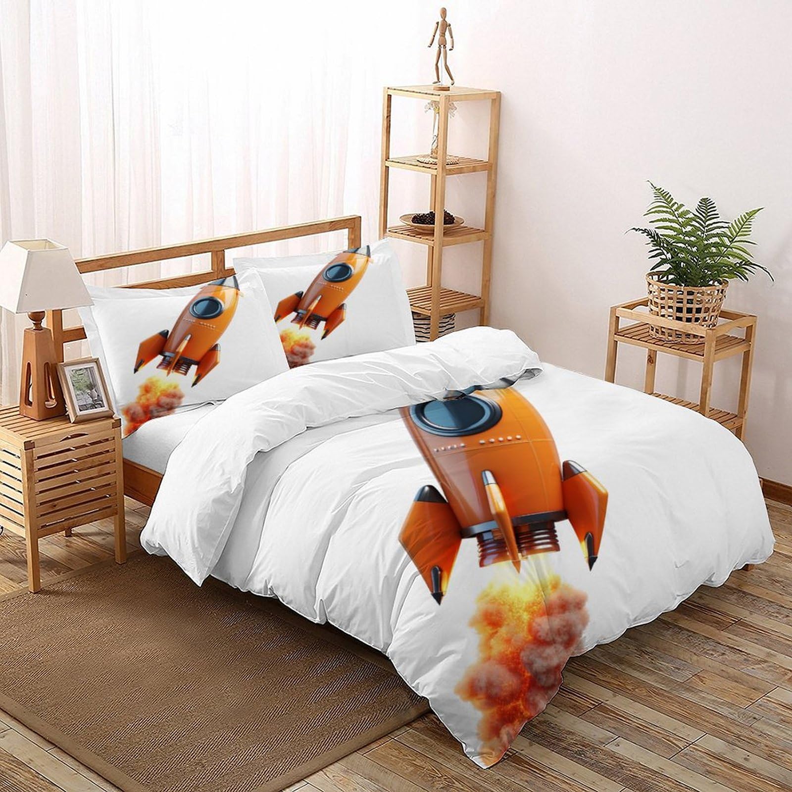 Housse de couette space rocket 200x200 de lit cosmic sky
