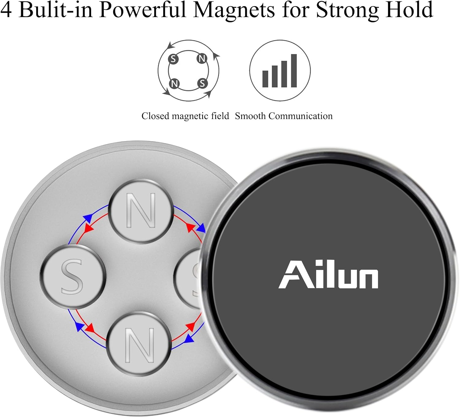 Ailun Car Phone Mount Holder Magnet Dashboard Mount for iPhone 11/11 Pro/11 Pro Max/X/Xs/XR/Xs Max iPod LG Nokia Smartphone GPS Sticks on Any Flat Surface Black