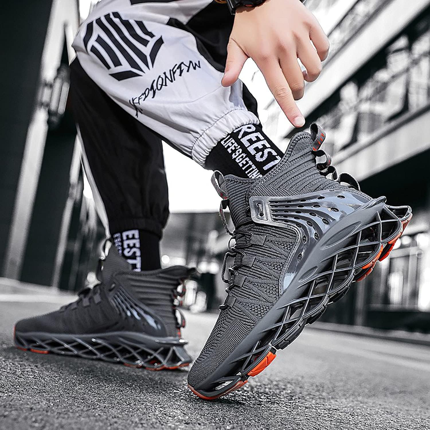 DUDHUH Running Shoes for Men Comfortable Athletic Cross Trainer Casual Walking Fashion Mens Tennis Sock Sneakers - Image 7