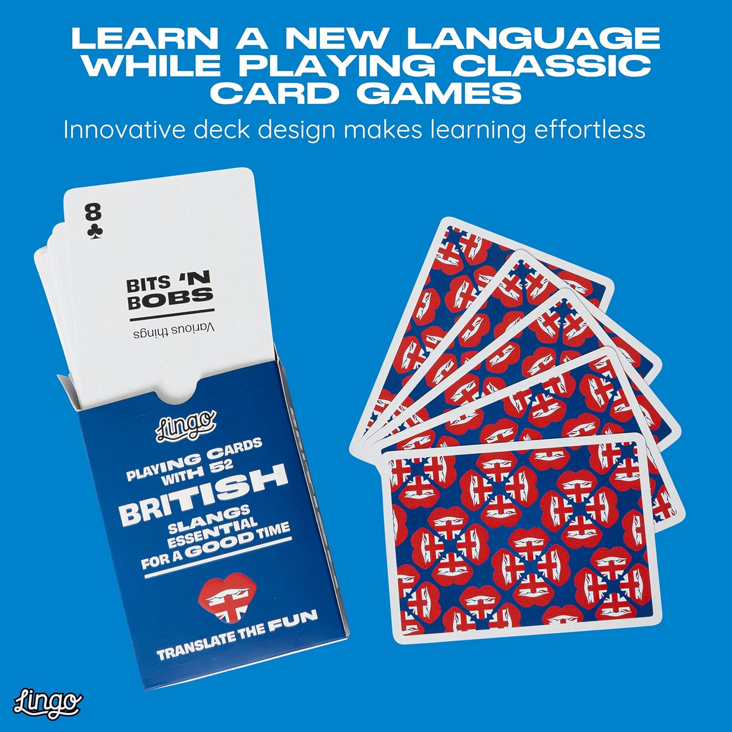 Lingo British Slang Playing Cards in Wayfarer Tin Box | Travel Flashcards | Learn British Vocabulary in A Fun & Easy Way | 52 Essential Translations - Image 4