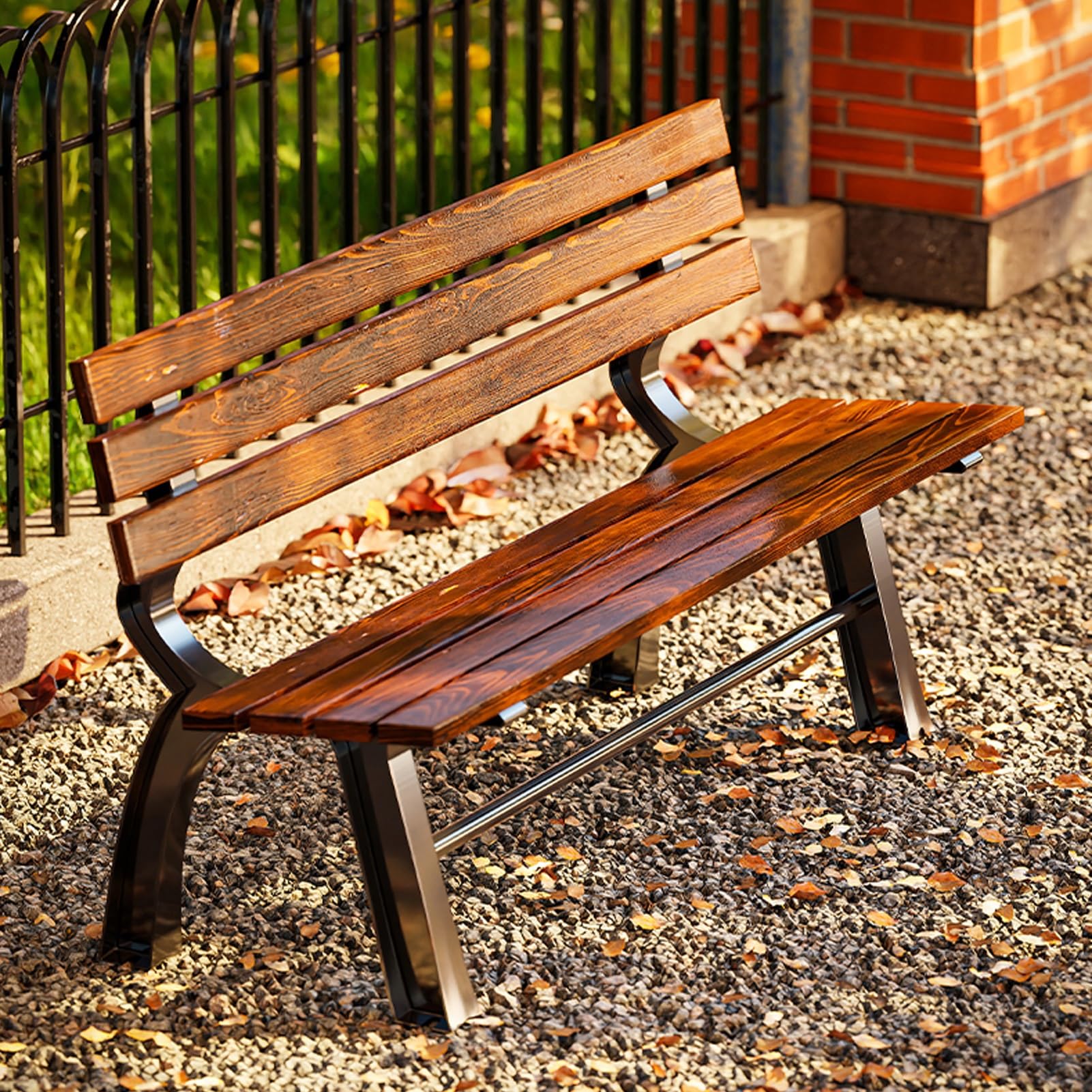 Banc de Jardin Extérieur 120cm en Fonte d'Aluminium Antirouille pour Patio