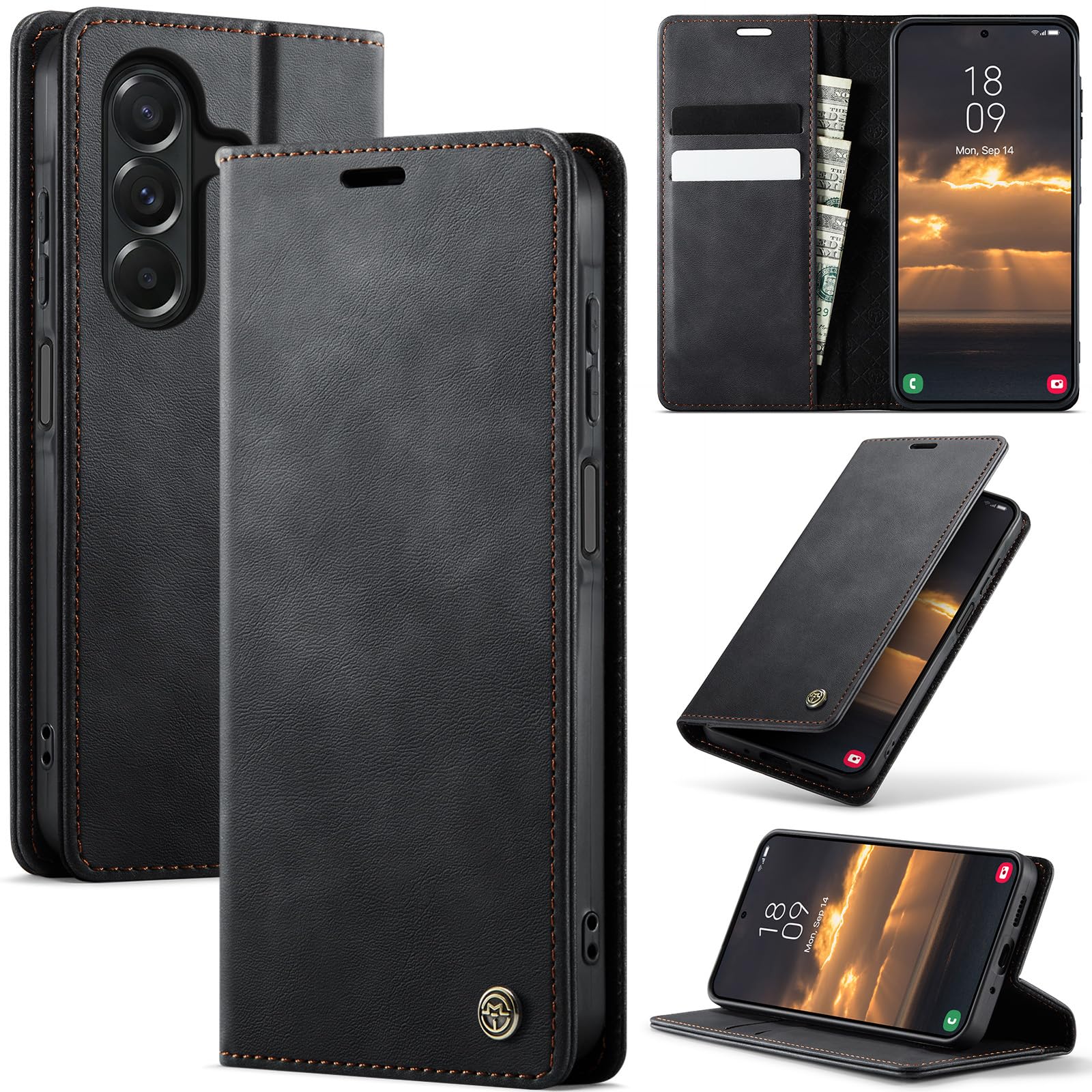 Azororo Cover per Samsung Galaxy A27 5G, Premium PU Pelle Custodia, Magnetica Carta Fessura Portafoglio Case, Flip Cavalletto Custodia per Samsung Galaxy A27 - Nero