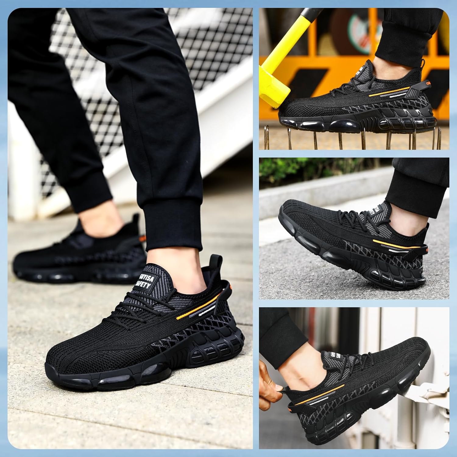 Steel Toe Shoes for Men Work Shoes Lightweight Safety Sneakers with Kevlar Puncture Resistant Midsole for Construction Warehouse Work - Image 2