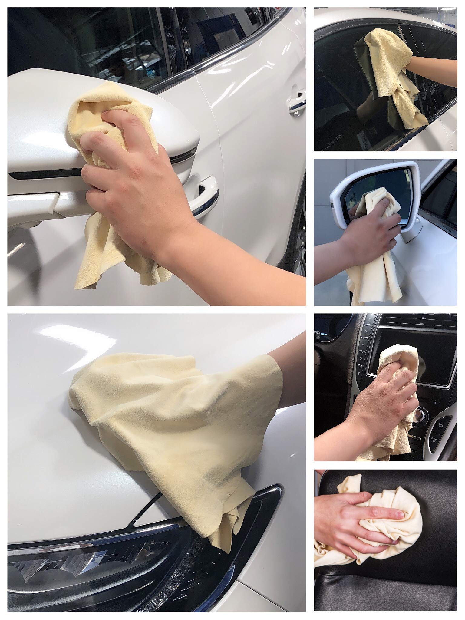 SHEEPSKIN ELITE Toalla de secado de gamuza para el coche, de piel auténtica, superabsorbente, de secado rápido, accesorio de gamuza natural para lavar el coche (5 pies cuadrados)