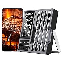 Vista 1 de Termómetro inalámbrico de carne con temporizador inteligente y alertas de APP, termómetro para parrilla de alimentos Bluetooth de 244 m, 4 sondas