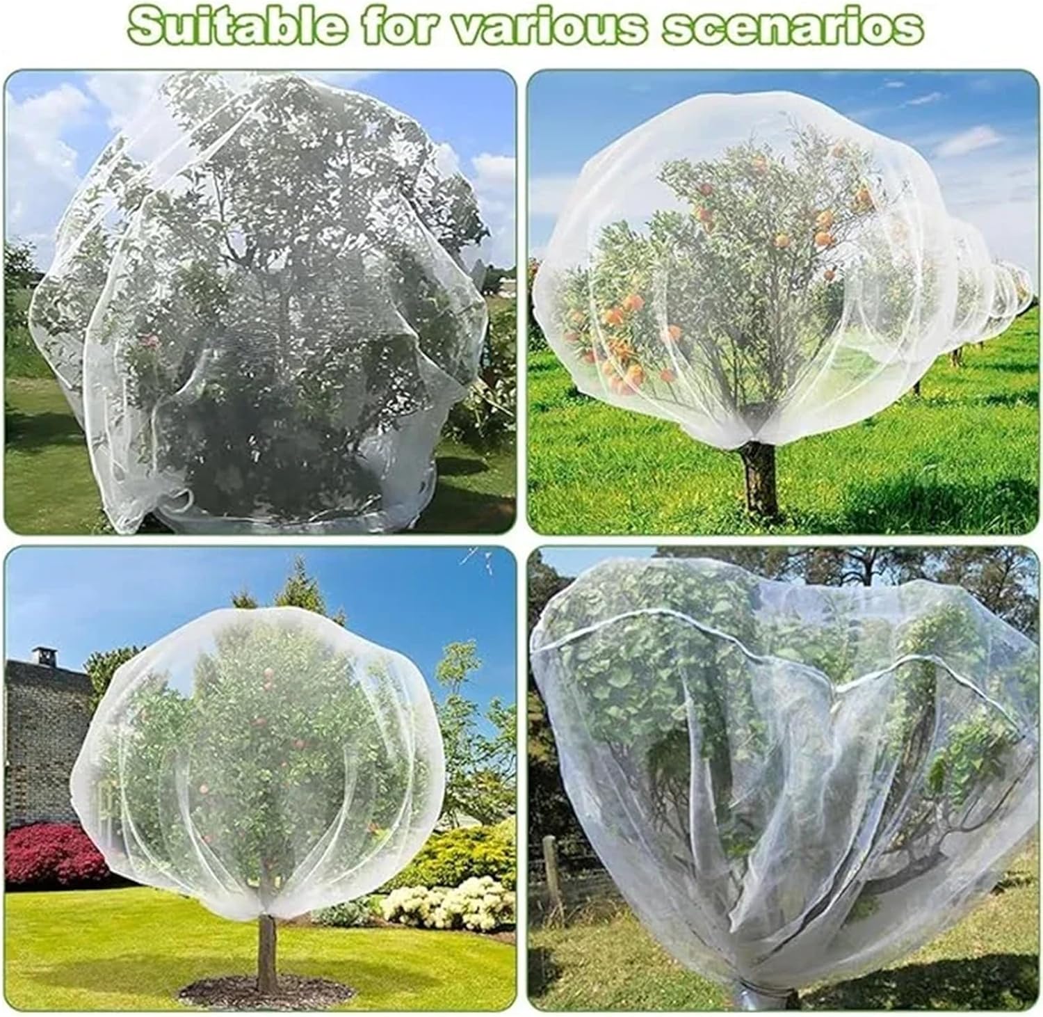 Tree Netting Tree Netting Cover Garden Insect Transparent Bird Plant Barrier Mesh Screen(White-1x1.5m-2PCS)