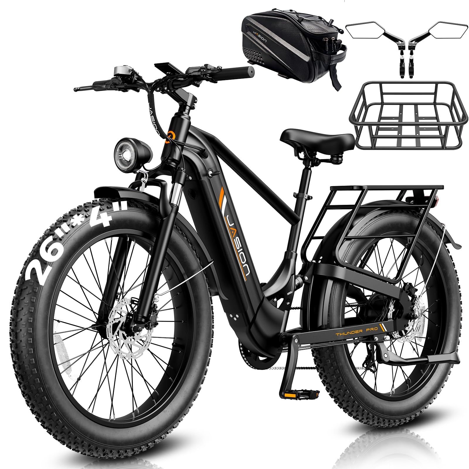 Jasion Thunder PRO/ST Electric Bike,2000W Peak Ebikes for Adults,26''Fat Tire Best Ebike for Men,90 Miles with 1040Wh Battery,35 MPH Max Speed Bicycles,500 lbs Capacity,Certified By UL2849