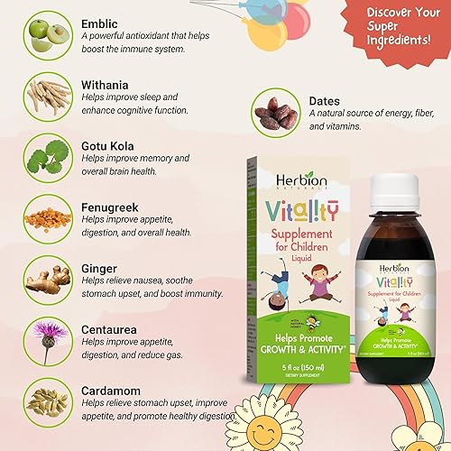 Miniatura 2 de HERBION Naturals Vitality Suplemento para niños, promueve el crecimiento y el apetito, alivia la fatiga, mejora el rendimiento mental y físico