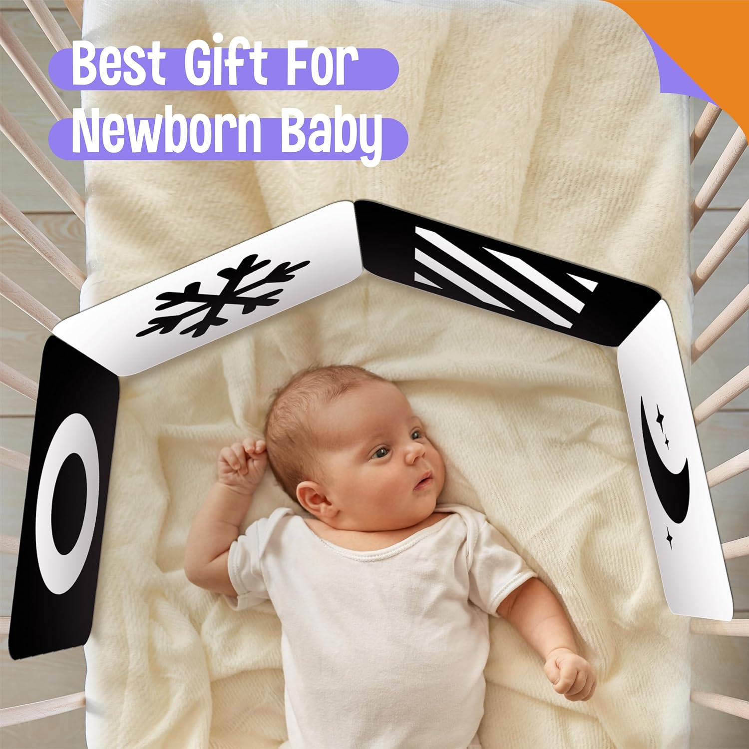 2 PCS Baby Visual Stimulus Cards, Double-Sided High Contrast Black and White Flashcards Sensory Developmental Montessori Cards Set for Newborn Boy Girl Baby Tummy Time (39” X 8”) - Image 6