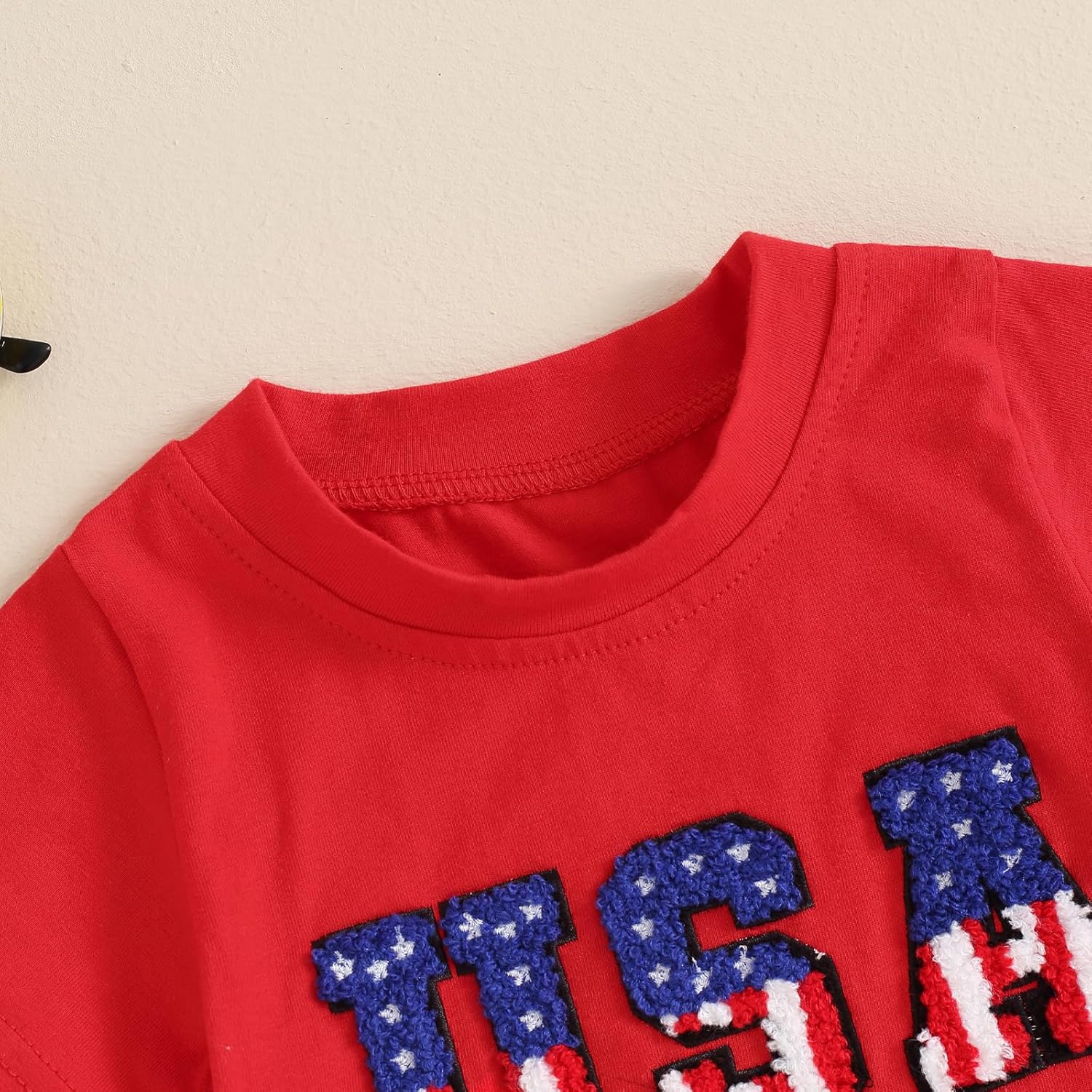 ZyHwShine Baby Boy 4th of July Outfit Stars Stripes USA Short Sleeve T Shirts Shorts Set Fourth of July Toddler Outfit (American Flag-Red, 0-6 Months) - Image 3