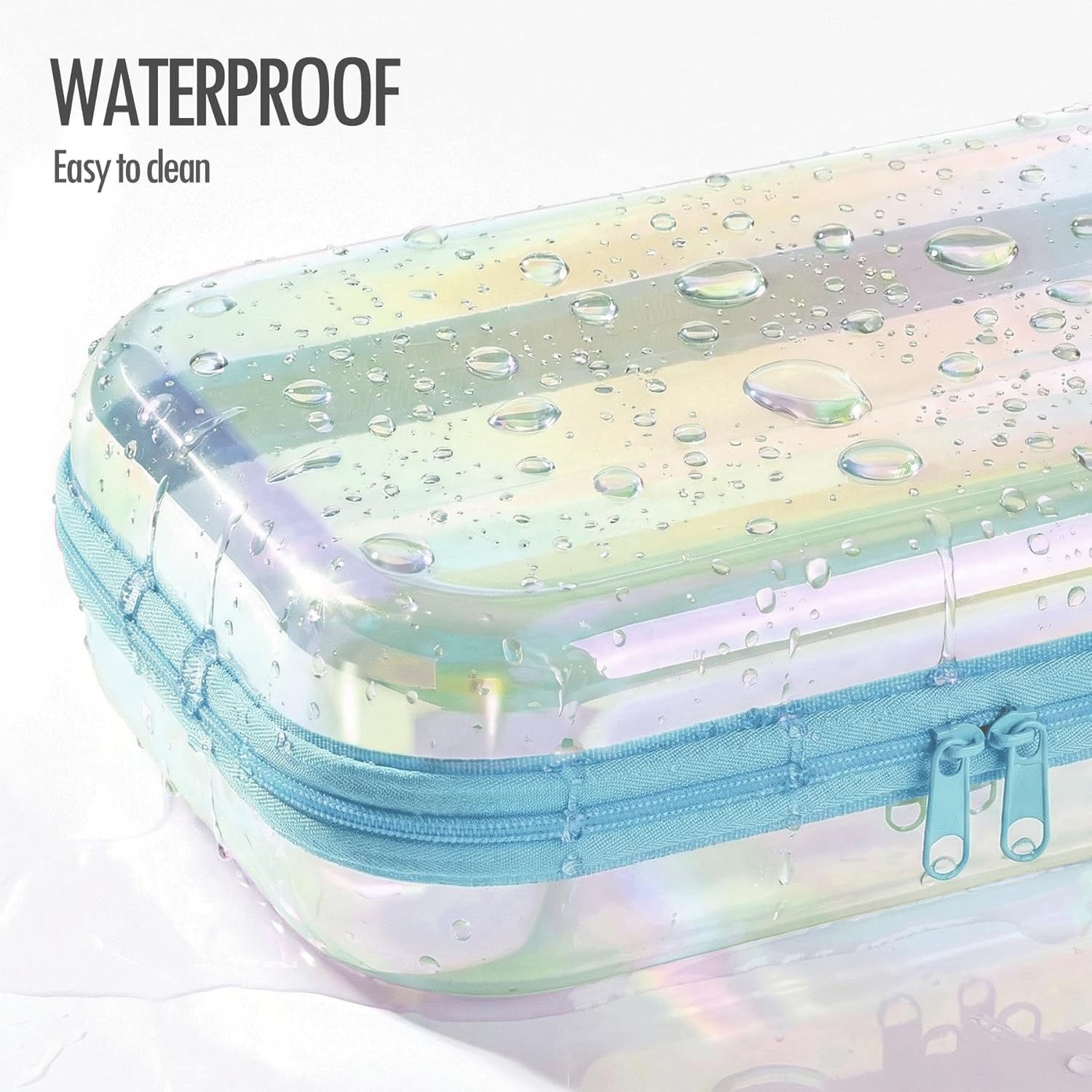 Clear Hard Shell Zipper Pouches,Makeup Bag,Cosmetic Bags for Women, Travel Portable Storage Cosmetic Case, Bathroom Organizer Toiletry Bag, Toy Storage Bins, Birthday Gift for Girls (Green01)