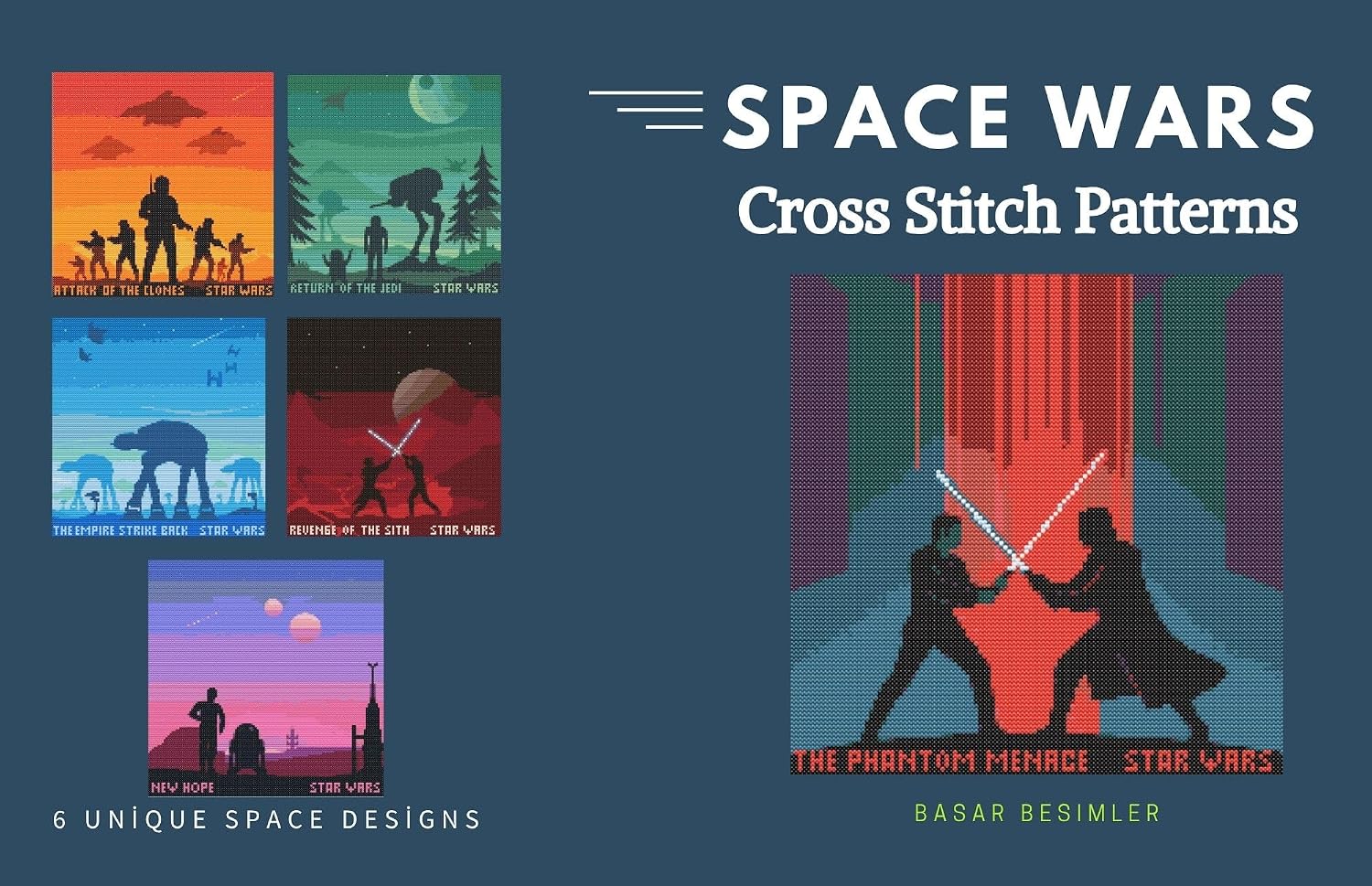 Space Wars Cross Stitch Patterns: 6 Unique Space-Inspired Designs
