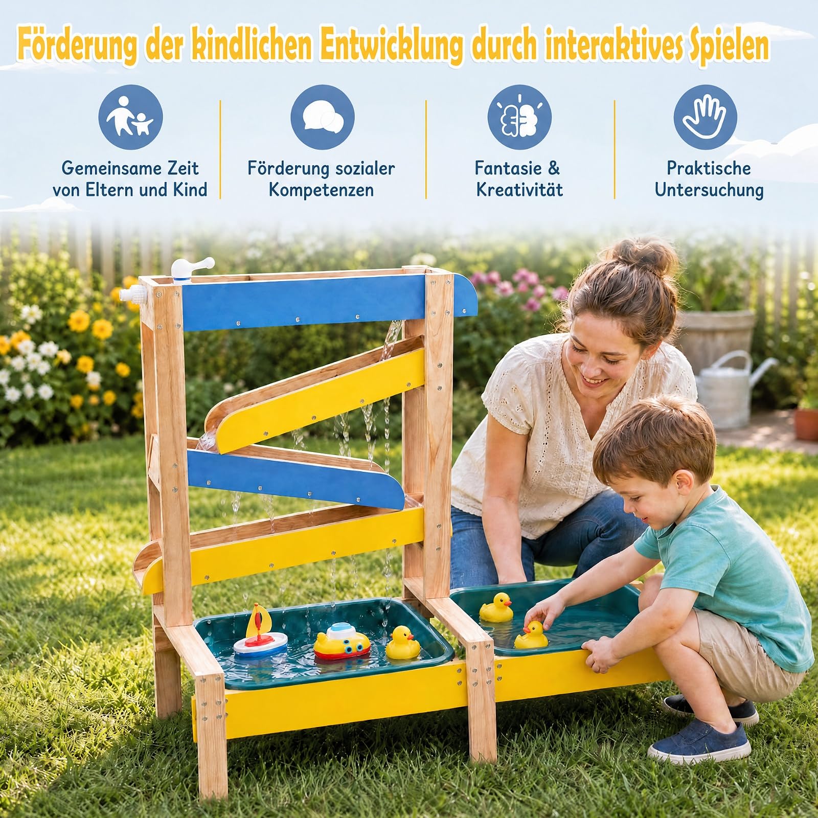GOPLUS Wasserspieltisch, Wassertisch mit Wasserhahn & 2 Becken