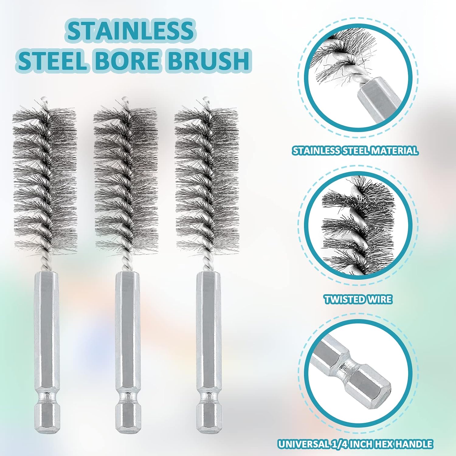 6 Pcs Stainless Steel Wire Brush Set with 1/4 Inch Hex Shank