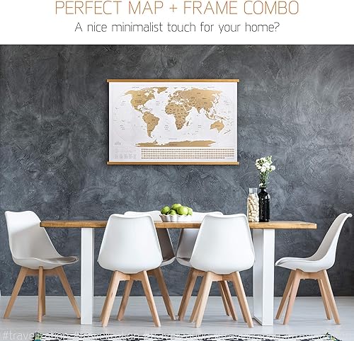 Miniatura 2 de Travelization Marco magnético para colgar pósteres de 36 pulgadas + juego original de mapa del mundo para rascar de 36 x 24 pulgadas