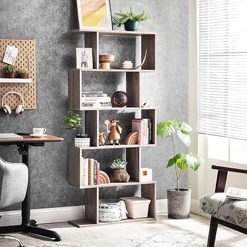 Miniatura 2 de VASAGLE - Estantería de madera para libros y decoración separador de habitaciones repisa de 5 niveles