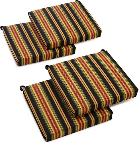 Blazing Needles Cojín para silla de exterior, 20 x 19 pulgadas, Lyndhurst Raven 4 unidades