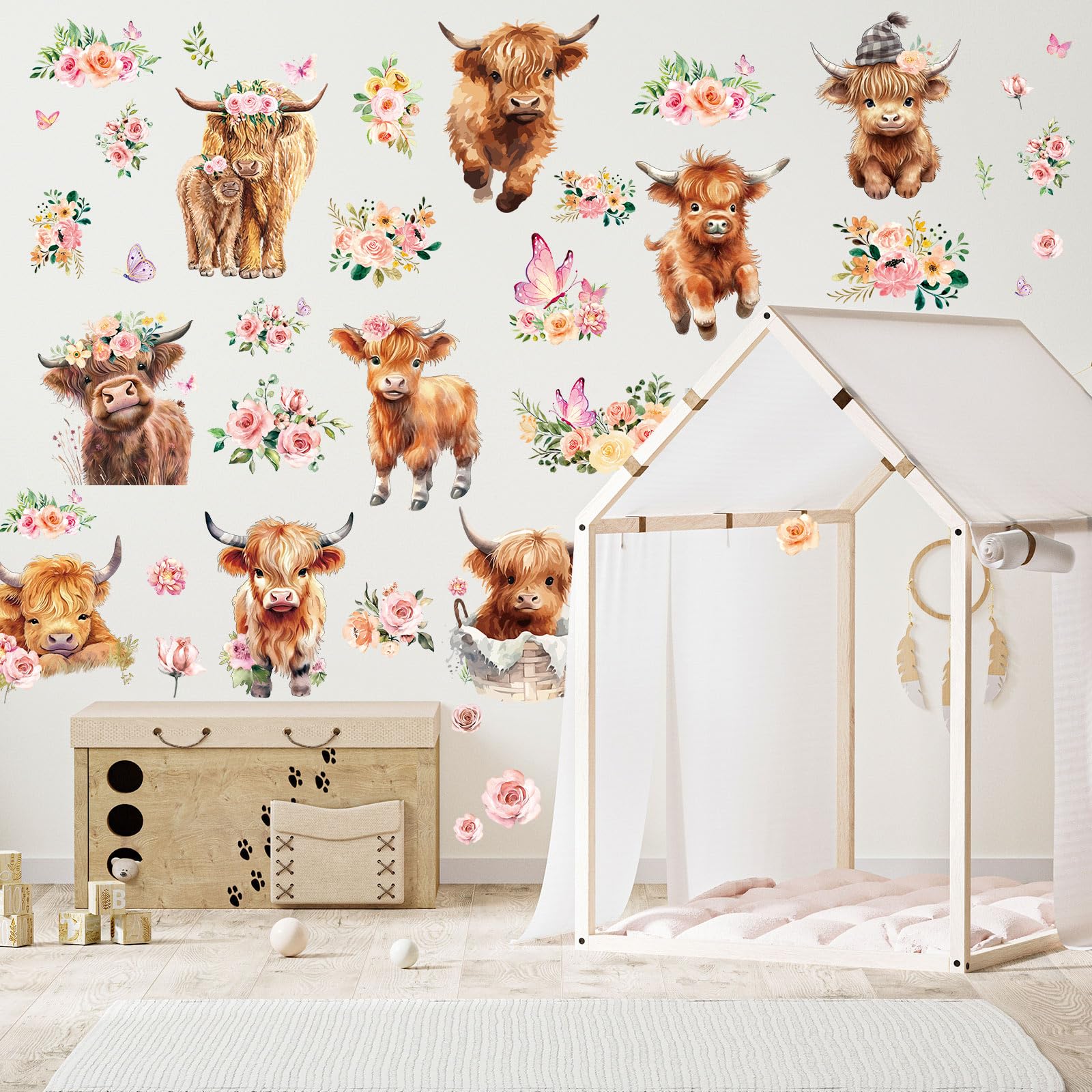 Scottish Highland Cow Car Decals Pack Of 2 - Realistic 12x12 Inch Waterproof Window Stickers